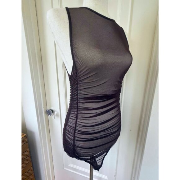 INTIMATELY BY FREE PEOPLE Under It All Sleeveless Brown Mesh Bodysuit Size M - Picture 4 of 10